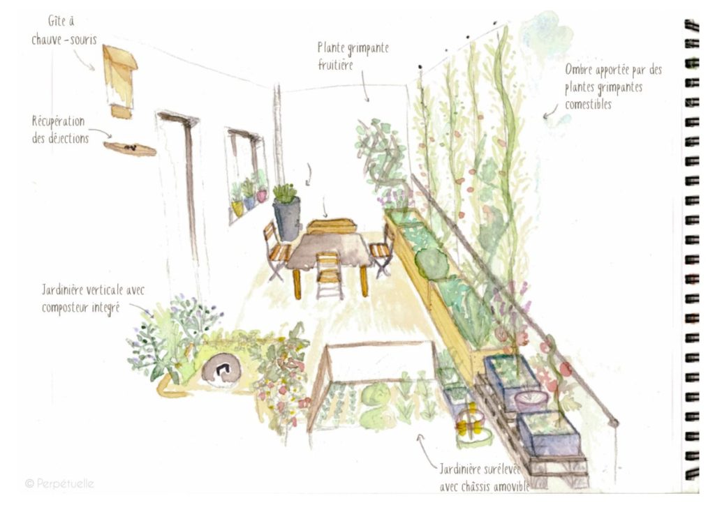 Exemple de design de permaculture au balcon