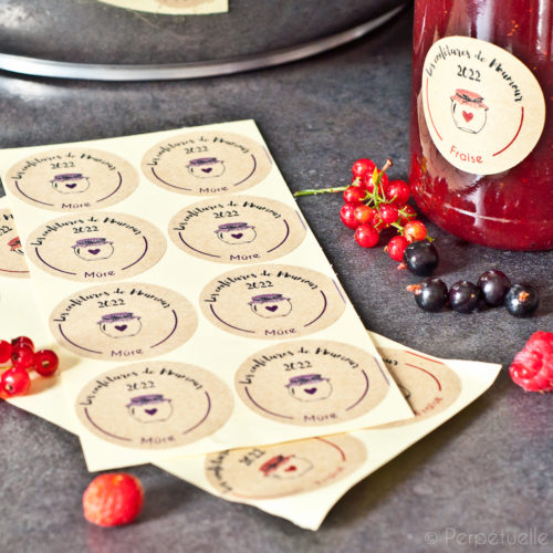 15 Etiquettes bocaux personnalisables confiture fraise - L'envie d'être vu  - Cadeaux personnalisés et impressions tous supports